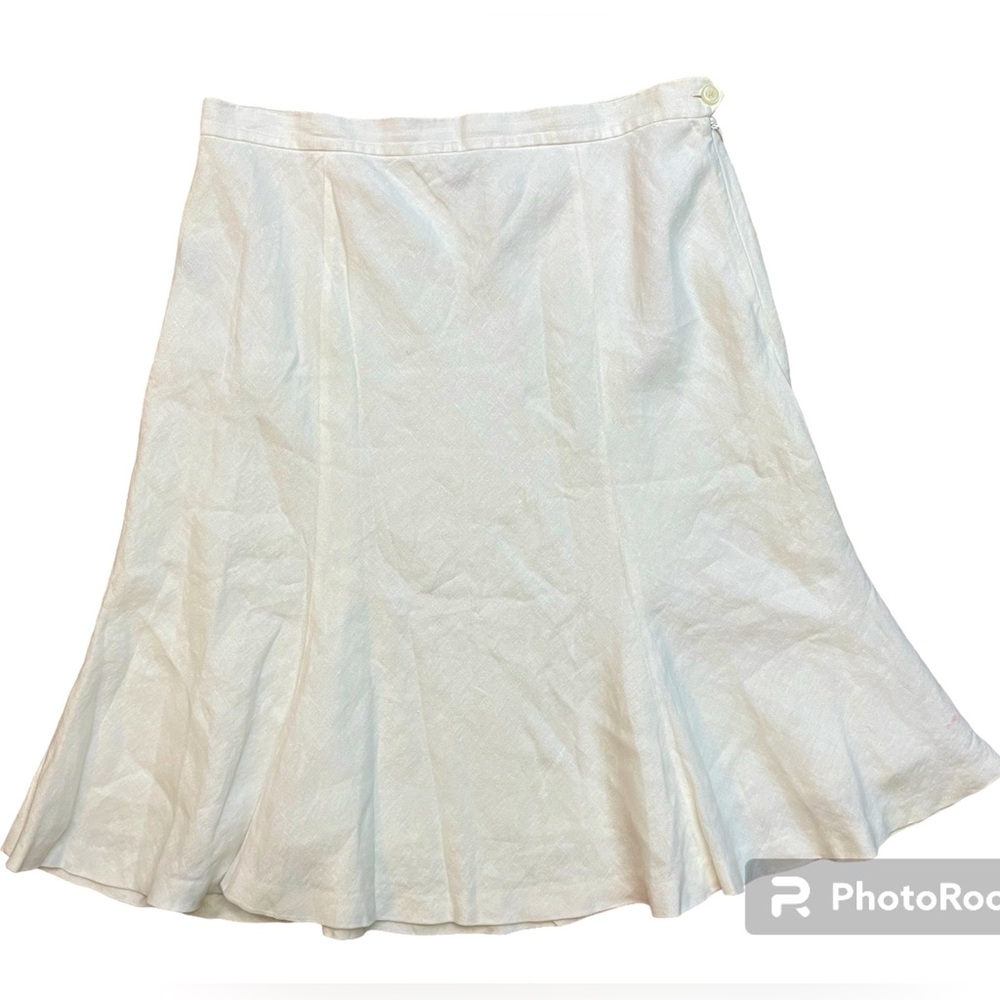 Chaps White Pleated A-Line Skirt Knee-Length